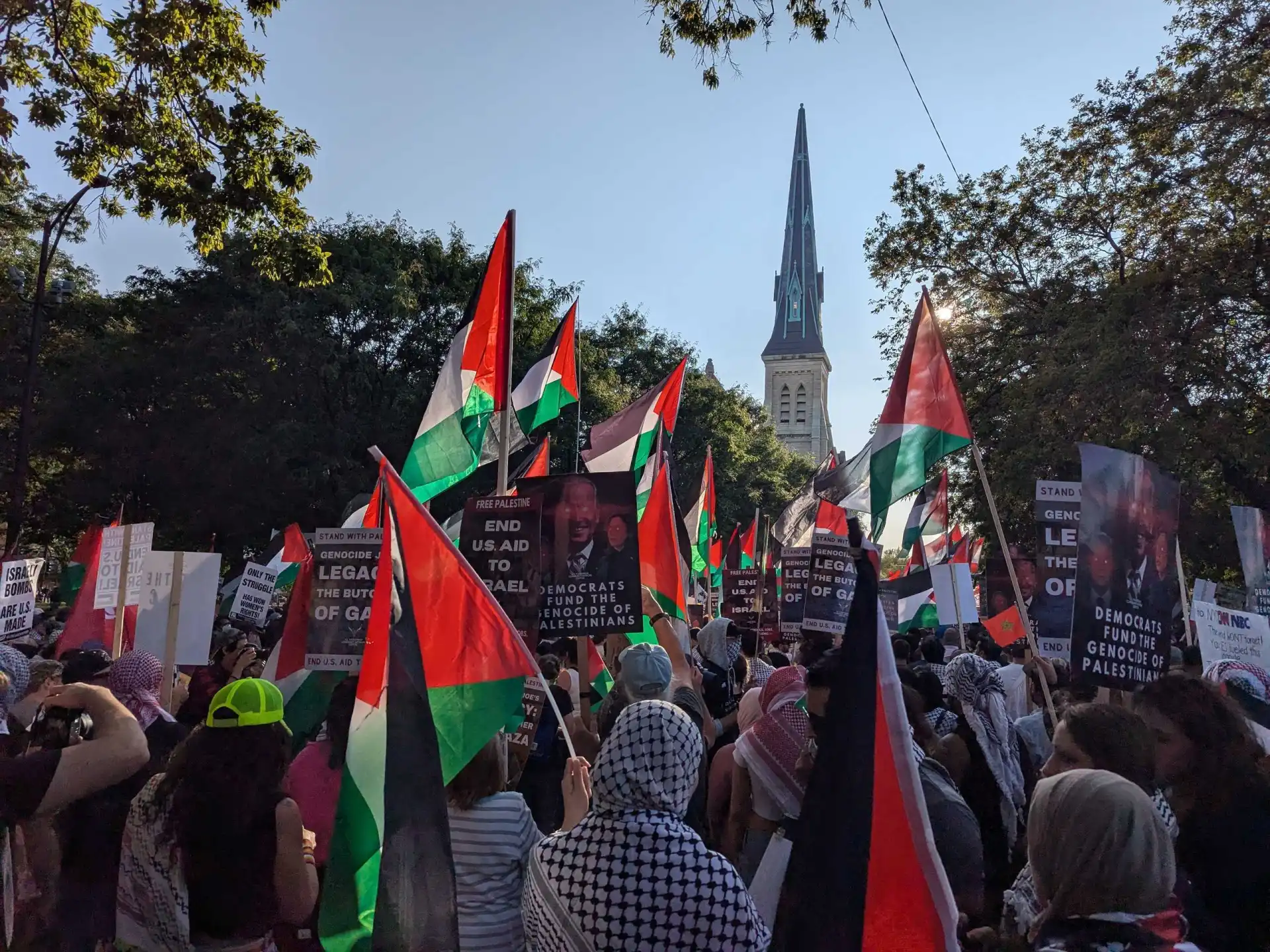 DNC’s Optimism Contrasts with Gaza Suffering Sparking Criticism and Protests Over Palestinian Representation