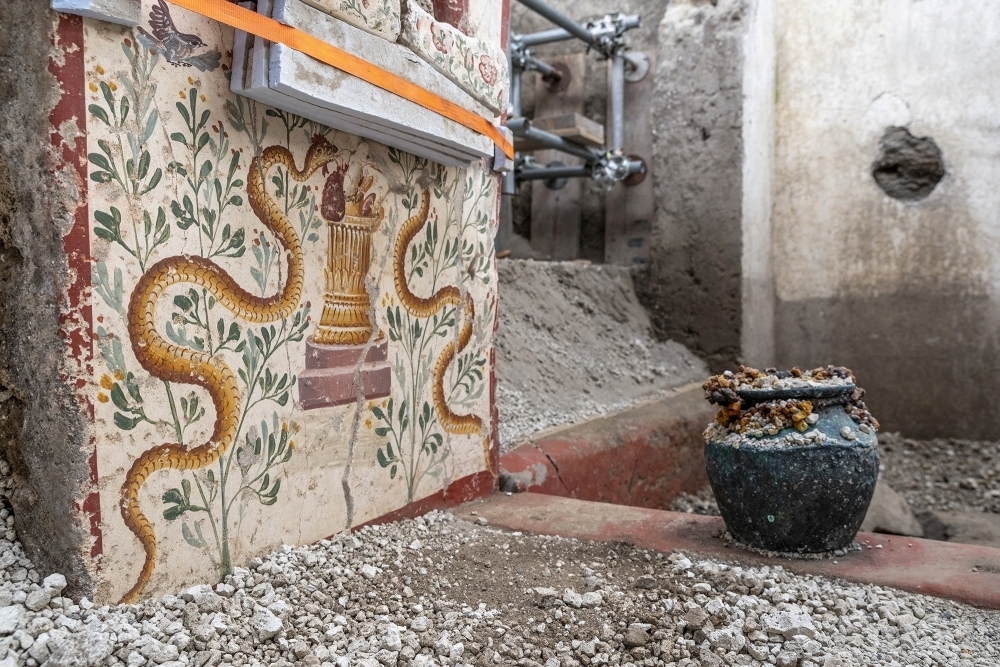 Pompeii Discovery Reveals Small Home with Mythological Frescoes and Ritual Artifacts Preserved in Ash